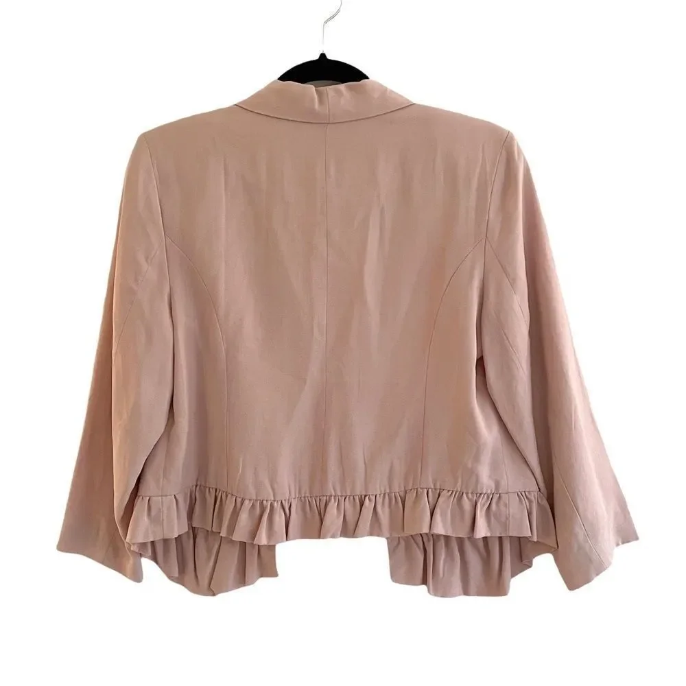 ANTHROPOLIGIE Cartonnier Peplum Blazer Jacket Dusty Rose Pink XS